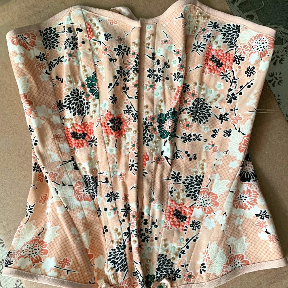 Pink Floral Corset - XS
